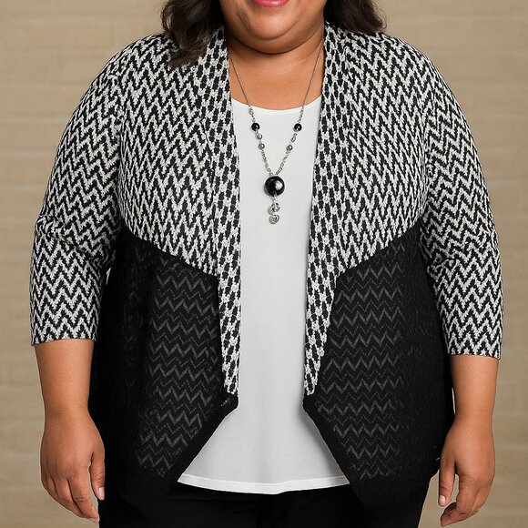 Alfred Dunner Tops - Alfred Dunner Lace Cardigan with Necklace